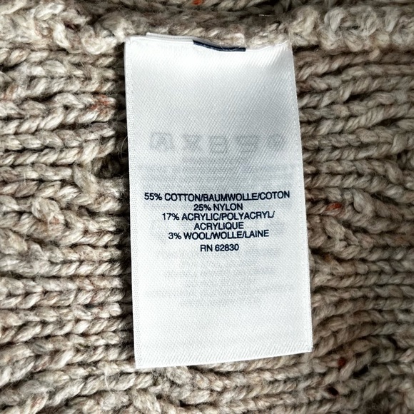 Lands End Cotton Blend Rollneck Sweater Women M Beige Donegal Knit Oatmeal Tweed - Picture 8 of 16